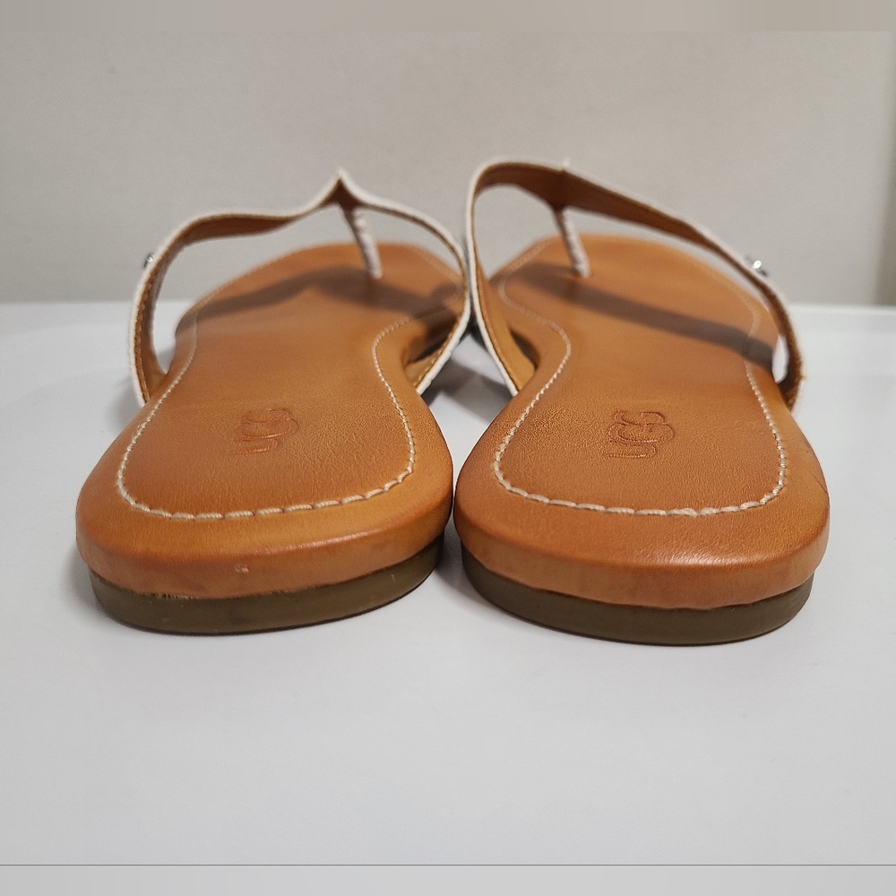 UGG Tuolumne White Snakeskin Embossed Leather Flip Flop Sandals Sz 9½ - Picture 8 of 11